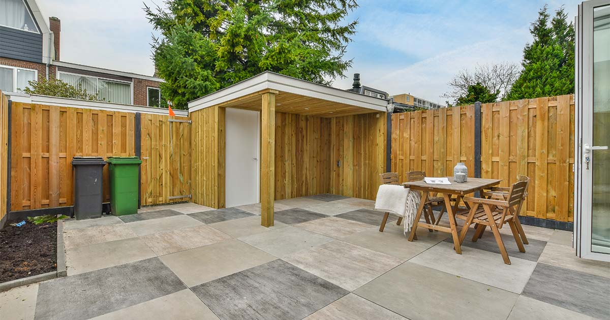 backyard with wooden privacy fence